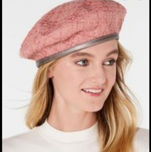 NWT Inc Mixed Metallic Pink Beret Hat